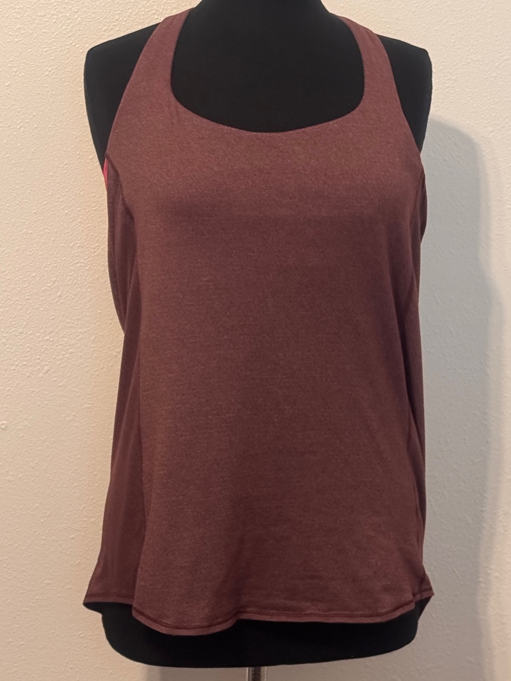 Lululemon Wild Tank Top 2-in-1 Heathered Black Cherry Coral Size 8 Built-In Bra - Picture 1 of 9